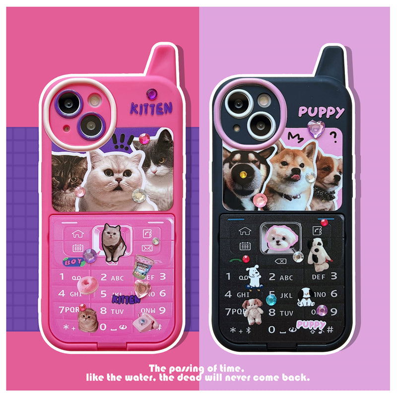 Meme Case Retro Phone Shape Kitty Puppy Case Phone Case