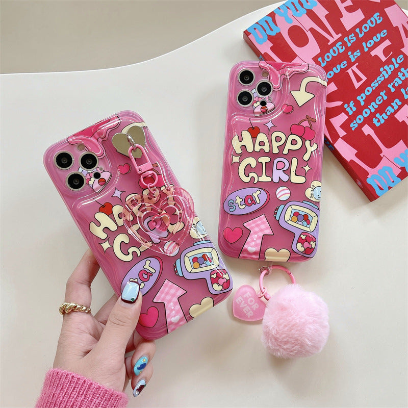 Pink happy girl phone case | iPhone Case | Three Fleas