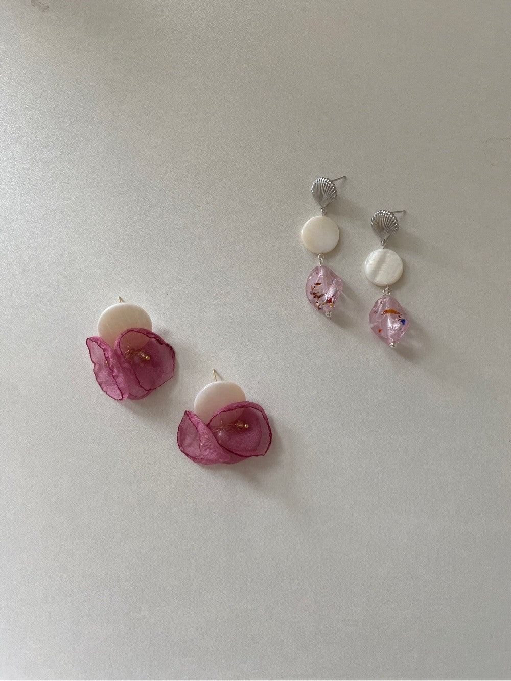 Organza Rose Shell Earrings