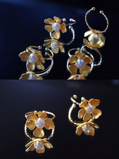 Pearl Flower Open-end Ring