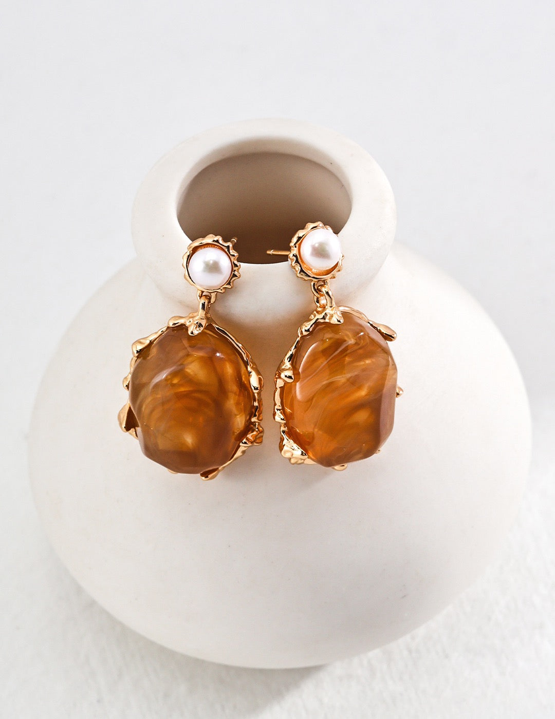 Pearl Stone Drop Earrings