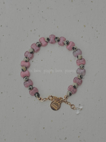 Pink Dalmatian Beaded Bracelet