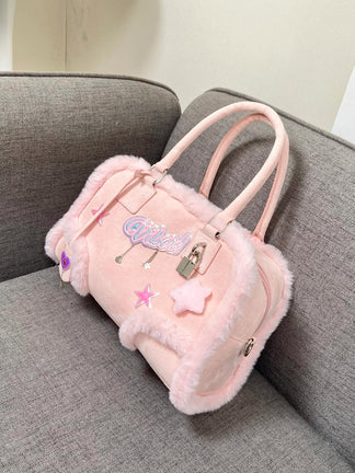 Pink Plush Crossbody Handbag | Bag | Three Fleas