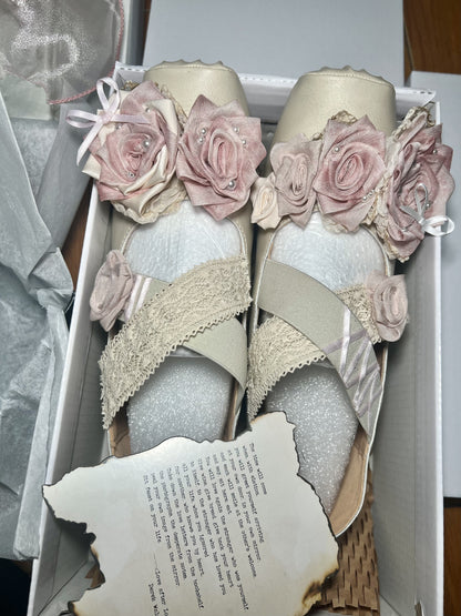 Pink Rose Lace Ballerina Pumps