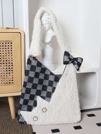 Plaid Cat Bow Shoulder Bag