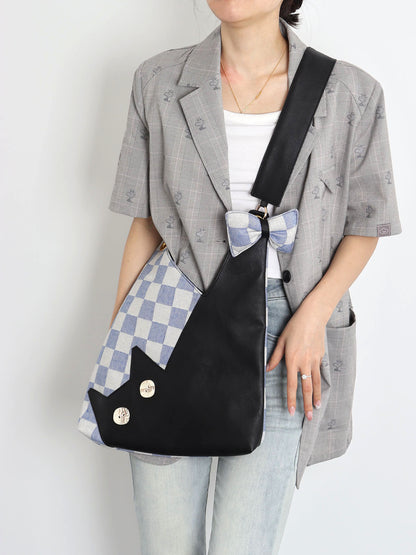 Plaid Cat Bow Shoulder Bag