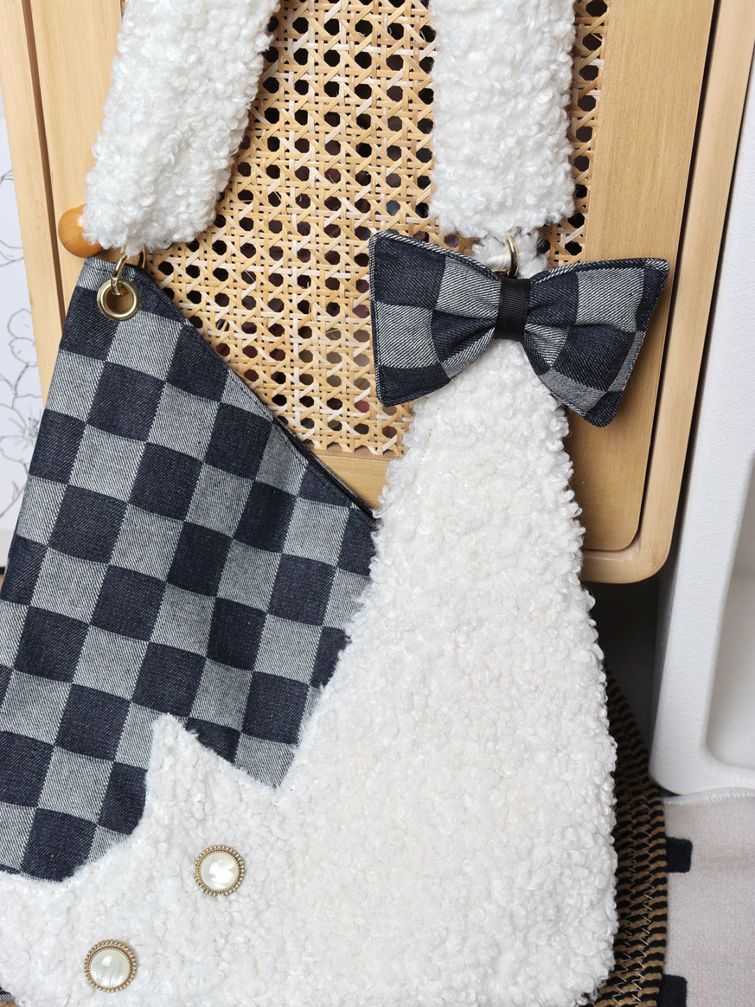 Plaid Cat Bow Shoulder Bag