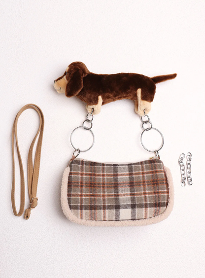 Plush Dachshund Shoulder Bag