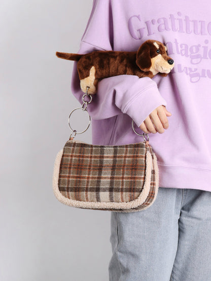 Plush Dachshund Shoulder Bag