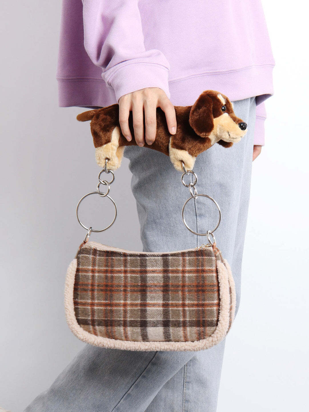 Plush Dachshund Shoulder Bag