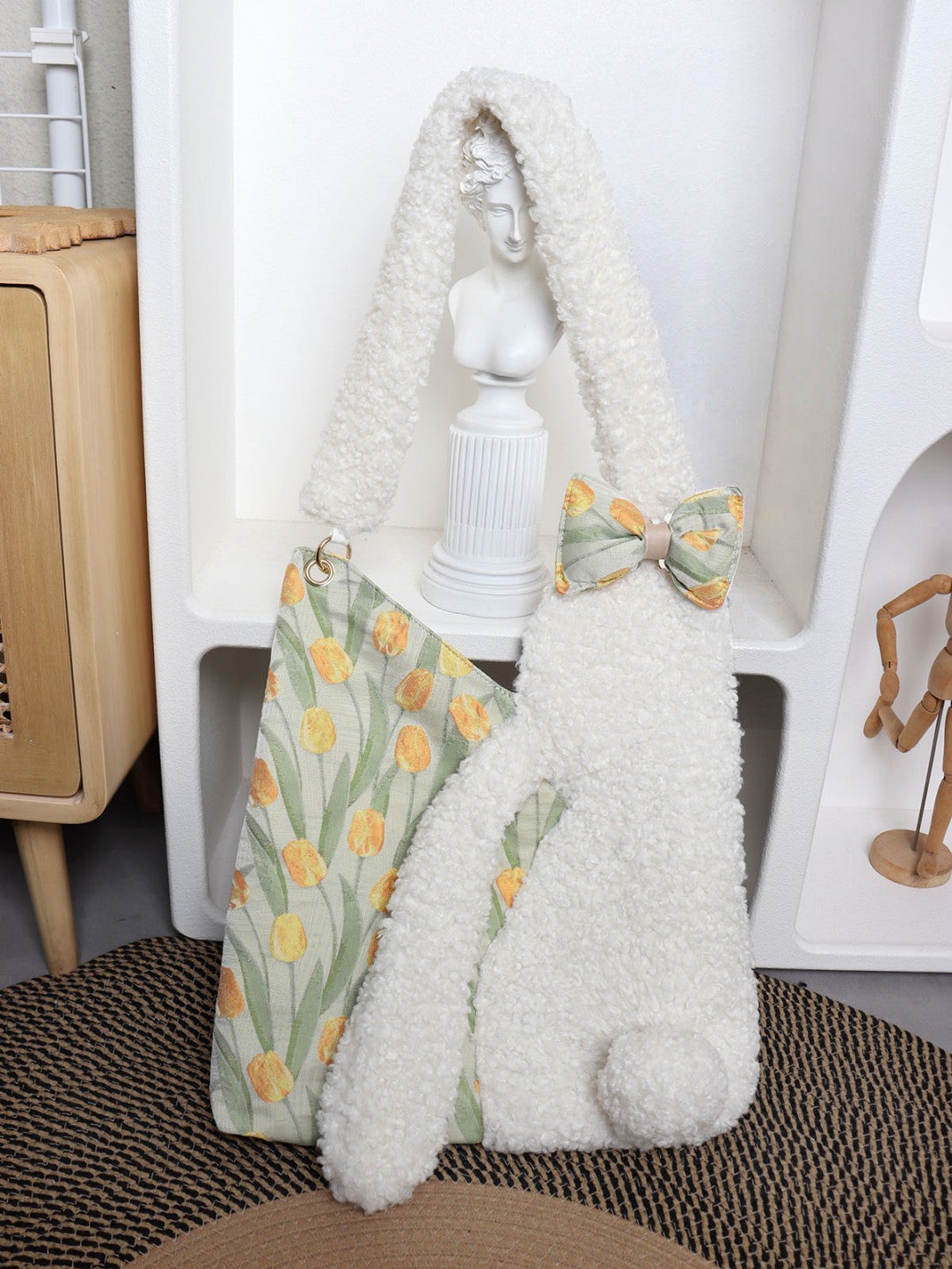 Plush Rabbit Flower Shoulder Bag