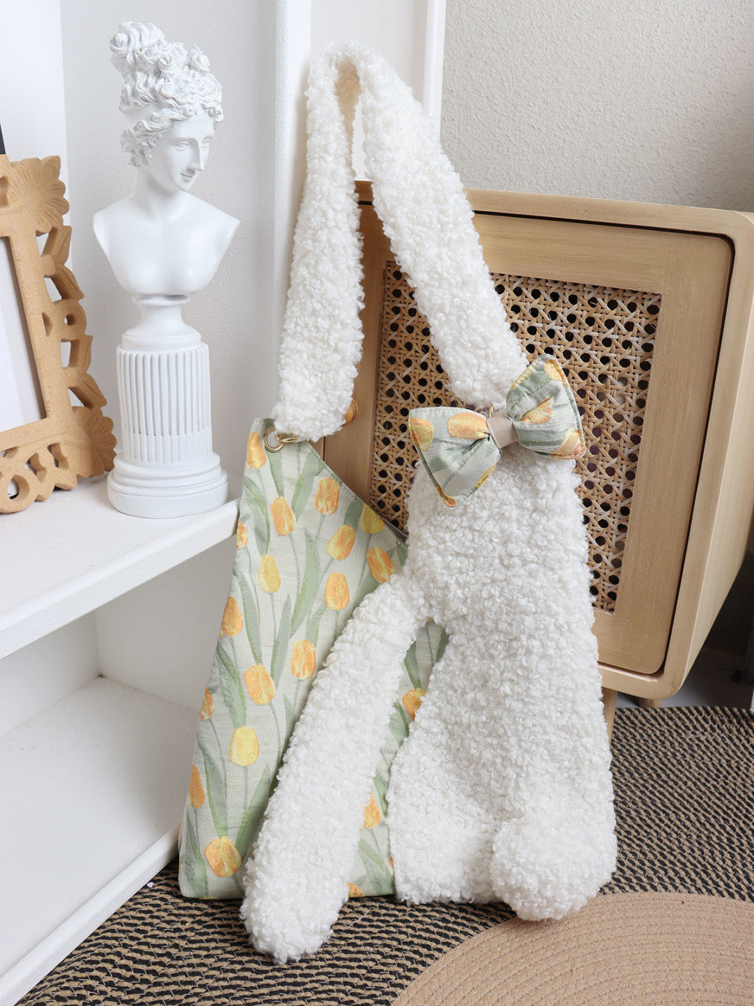 Plush Rabbit Flower Shoulder Bag