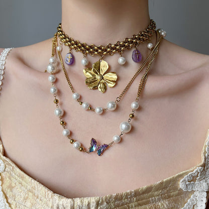 Purple Dream Pearl Layered Necklace