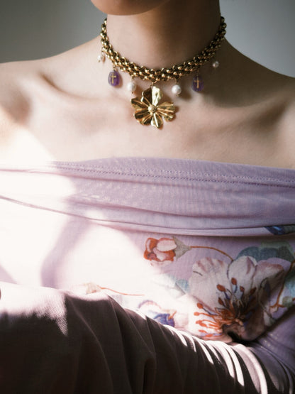 Purple Dream Pearl Layered Necklace