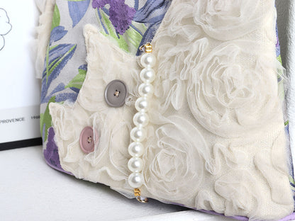 Purple Iris Chiffon Cat Bow Shoulder Bag