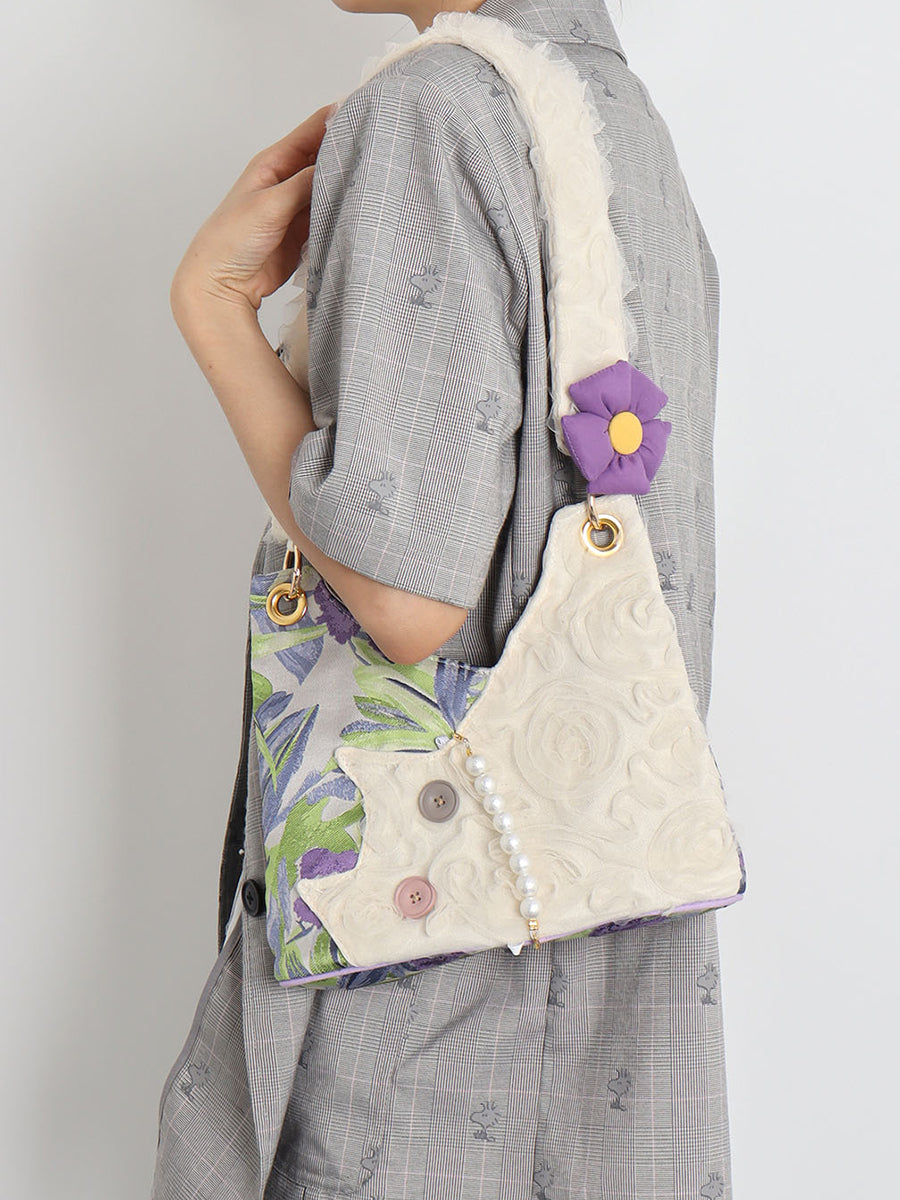 Purple Iris Chiffon Cat Bow Shoulder Bag