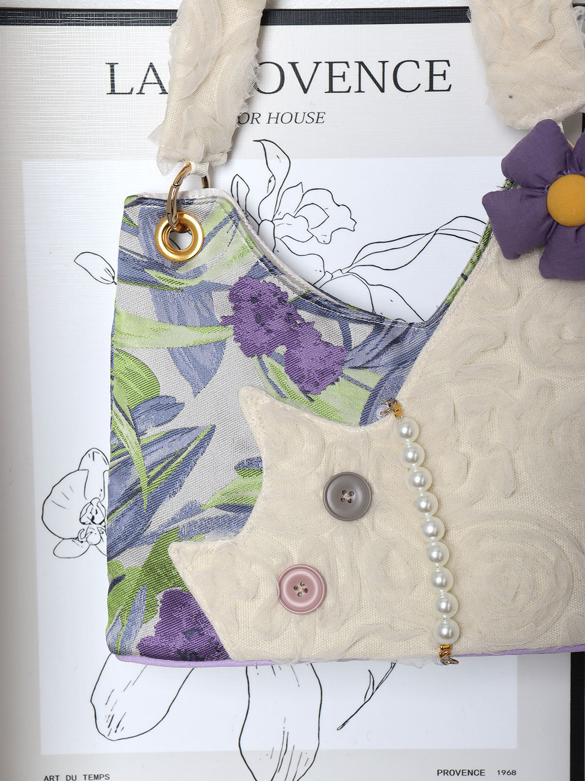 Purple Iris Chiffon Cat Bow Shoulder Bag