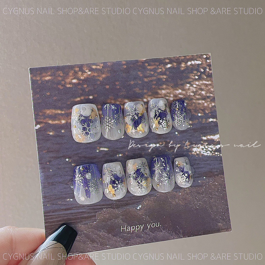 Purple Snowy Land Press On Nails Set