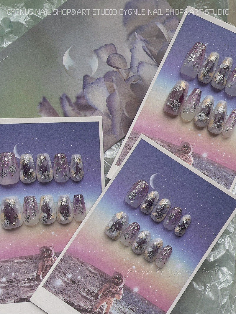 Purple Snowy Land Press On Nails Set