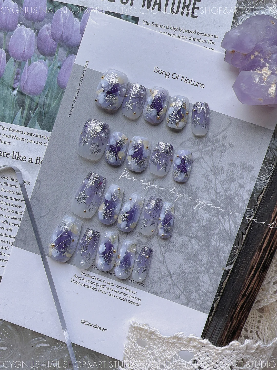 Purple Snowy Land Press On Nails Set