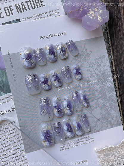 Purple Snowy Land Press On Nails Set