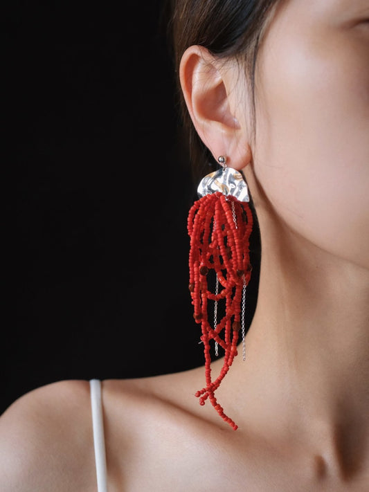 Red Jellyfish Earrings