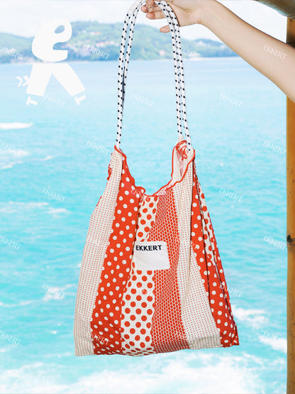 Red Polka Dot Printed Eco-Friendly Drawstring Shoulder Bag