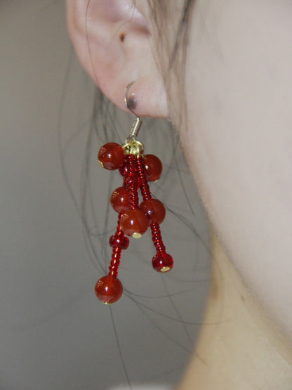 Red Pomegranate Beaded Earrings