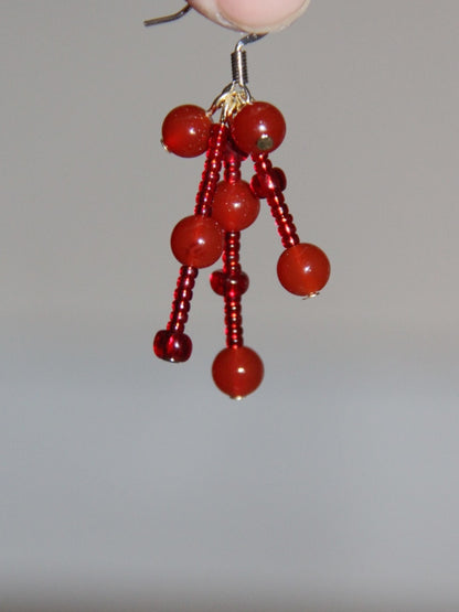 Red Pomegranate Beaded Earrings