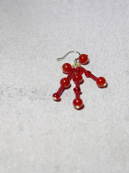 Red Pomegranate Beaded Earrings