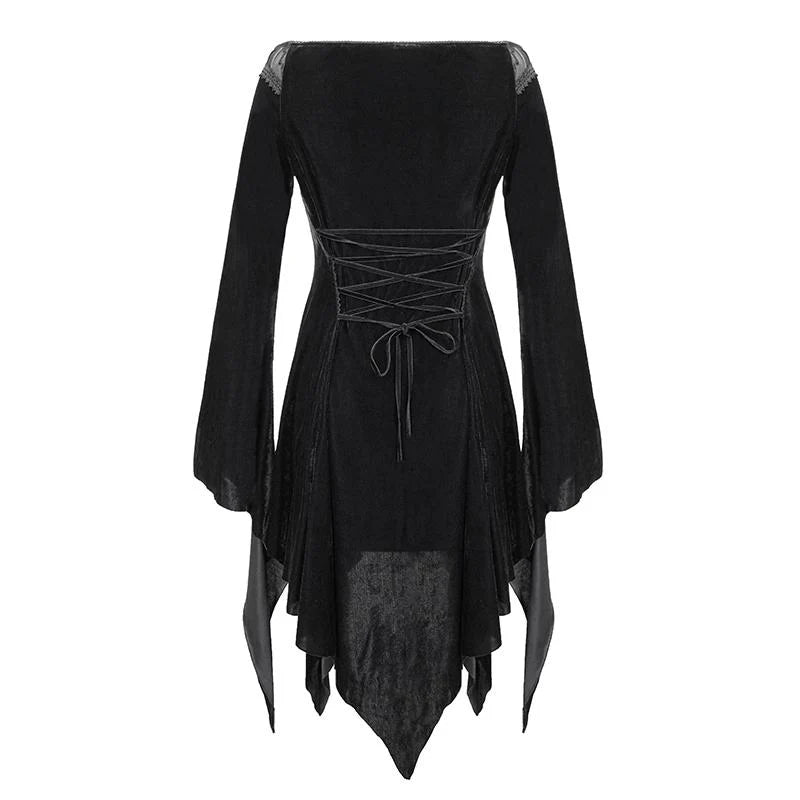 'Roar' Gothic Dress With Distressed Hemline And Cuffs