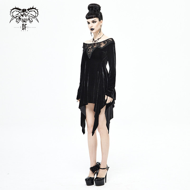 'Roar' Gothic Dress With Distressed Hemline And Cuffs