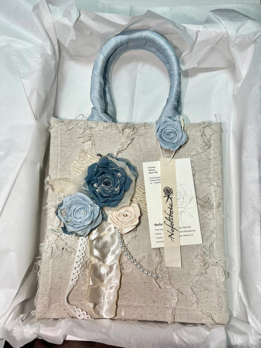 Romantic Blue Rose Lace Tote