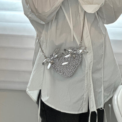 Silver Mini Heart Crochet Bag