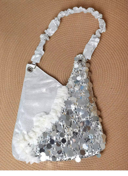 Silver Sequins Cat Shoulder Bag