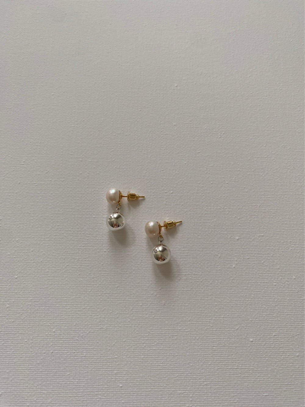 Simple Pearl Silver Earrings