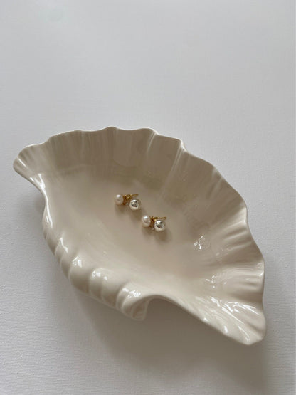 Simple Pearl Silver Earrings