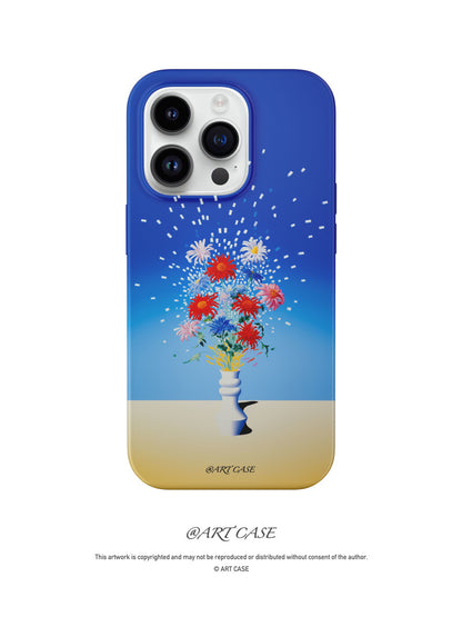 Sparkling Colorful Chrysanthemum Printed Double Layer Phone Case