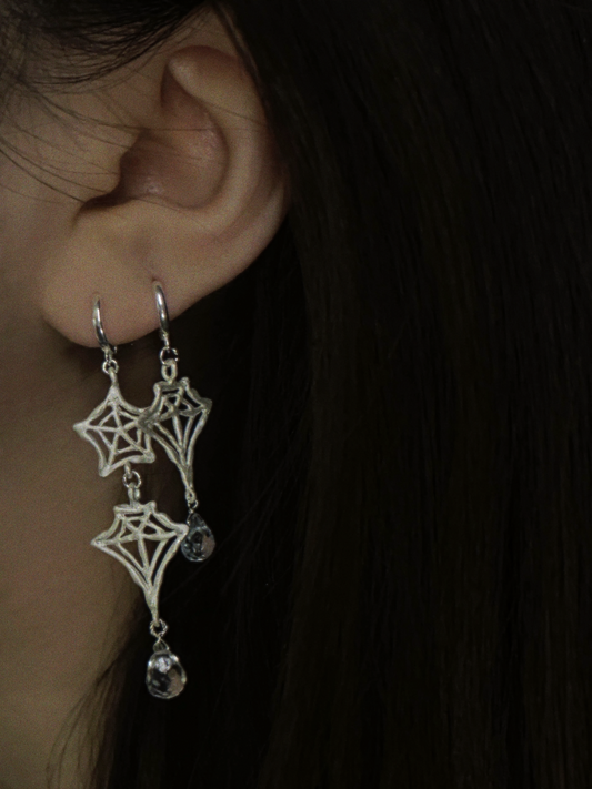 Spiderweb Crystal Silver Earring
