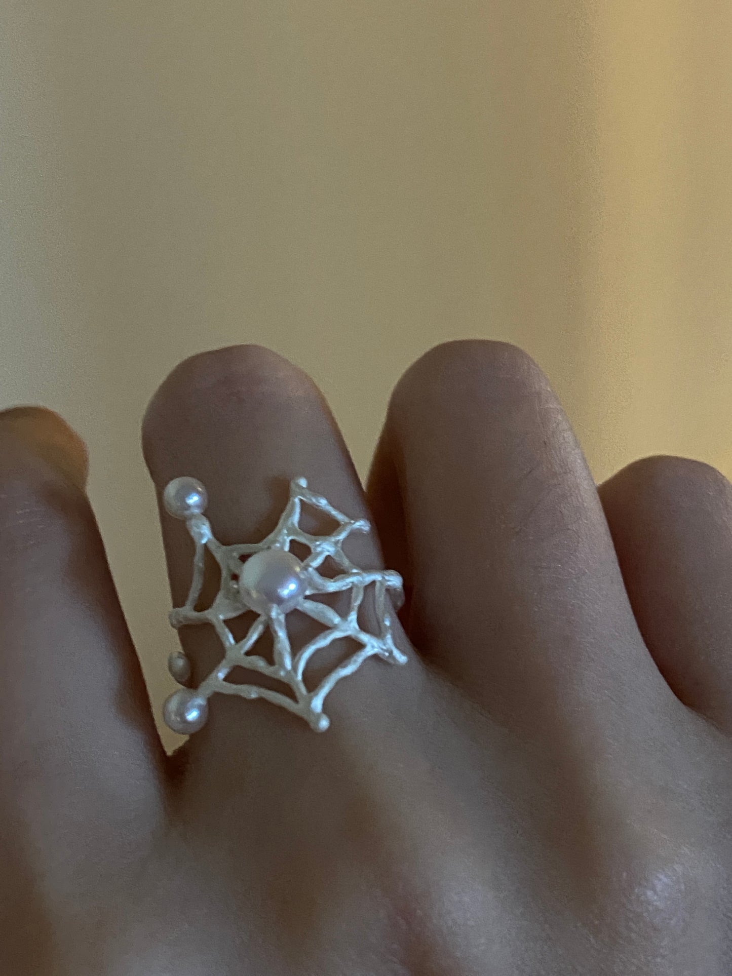 Spiderweb Crystal Silver Ring