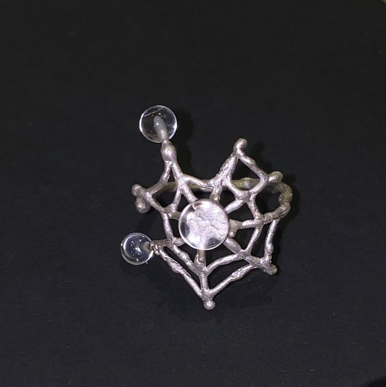 Spiderweb Crystal Silver Ring