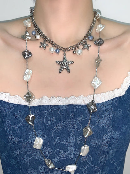 Starfish Pendant Double Strand Necklace