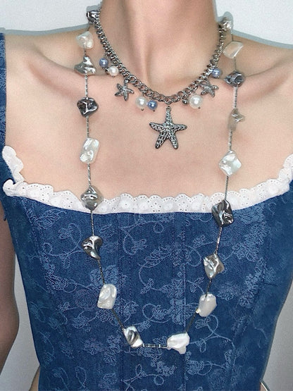 Starfish Pendant Double Strand Necklace