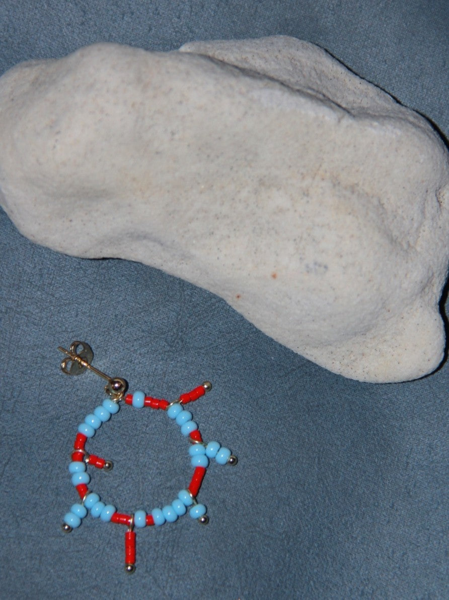 Strange Blue Orange Circle Beaded Earrings