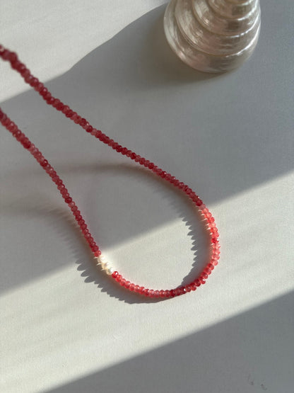 Strawberry Jade Beaded Necklace