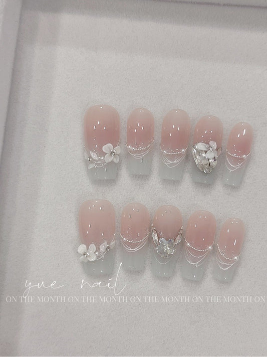 Summer 3D Flower Pink Press On Nails Set