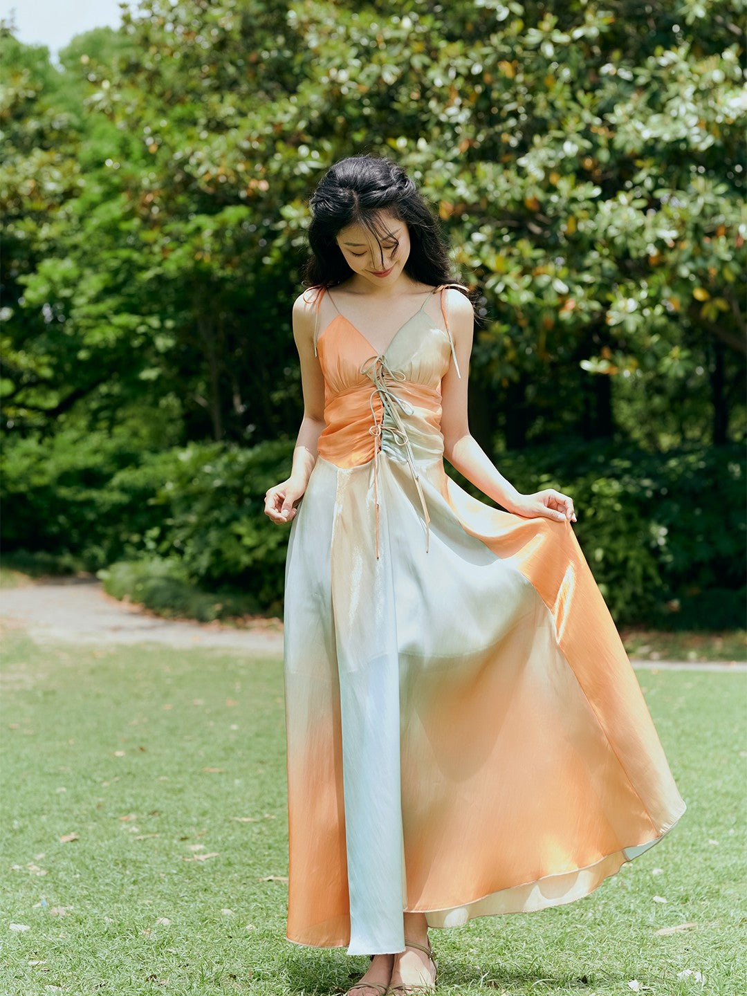 Sunset Tie-Strap Maxi Dress