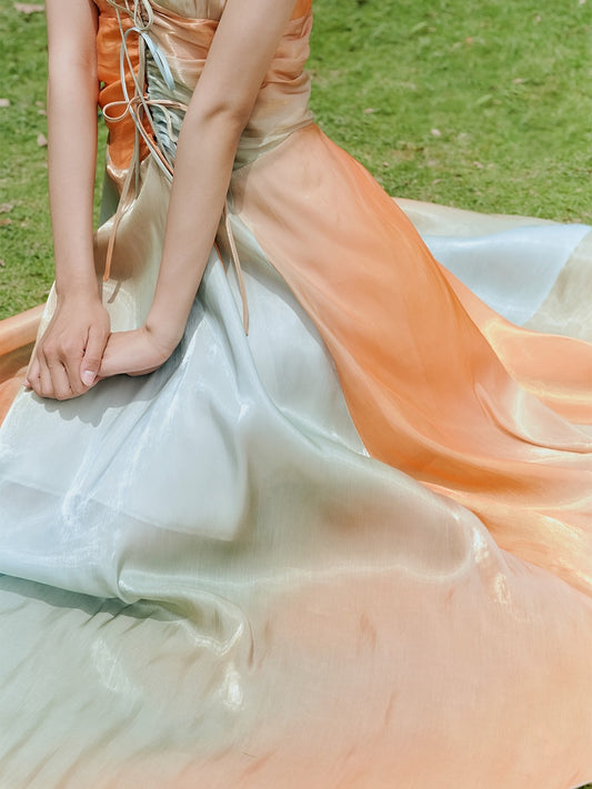 Sunset Tie-Strap Maxi Dress