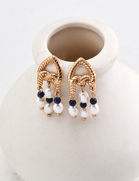 Textured Twisted Pearl Tassel Earrings