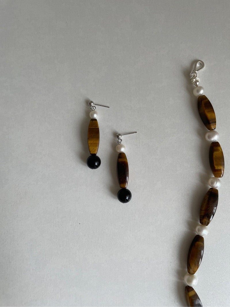 Tiger's Eye Beaded Pearl Necklace